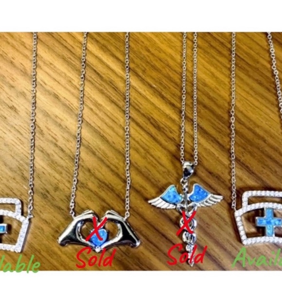 Nurse Hat Necklace Blue Fire Opal - Picture 5 of 6